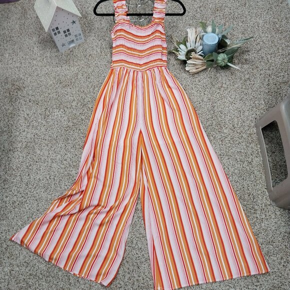 Umgee Pants - 4394 Size Small UMGEE Orange Stripe Jumpsuit New With Tags.